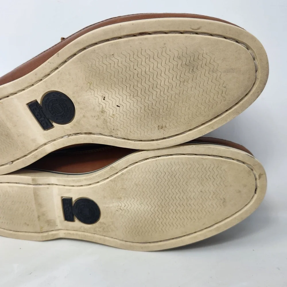 Vintage Polo Ralph Lauren Mens RLZ 4634 Brown Leather Boat Shoes Size 8.5 D